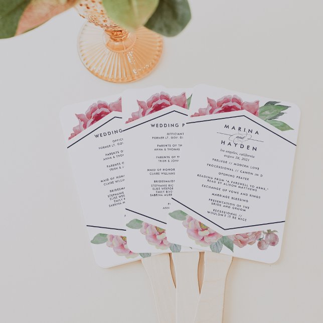 Éventail Antique Peony Wedding Programme (Créateur téléchargé)