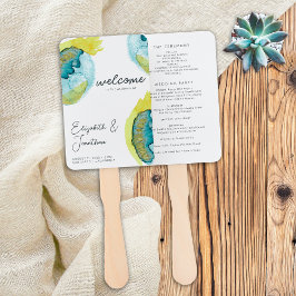 Éventail Aquarelle Abstraite Art Programme de mariage uniqu