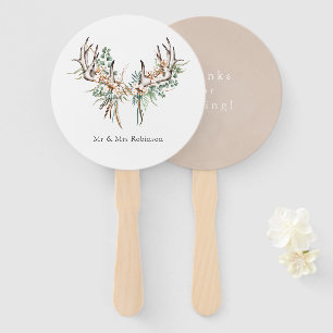 Éventail Aquarelle Boho Coton et Eucalyptus Mariage Bohème