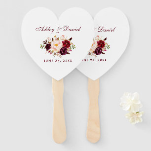 Éventail Aquarelle Bourgogne Floral Mariage BH