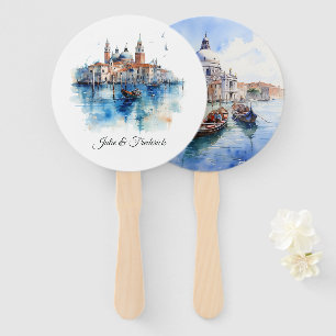 Éventail Aquarelle Destination Italienne Mariage Venise