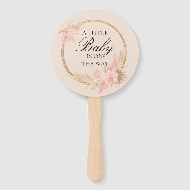 Éventail Aquarelle Floral Boho Baby shower rose (Devant)