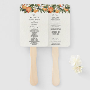 Éventail Aquarelle moderne orange et fleurs