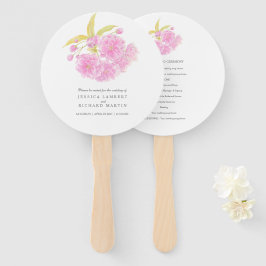 Éventail Aquarelle rose fleur de mariage fans