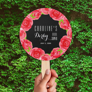 Éventail Aquarelle Roses rouges Fête des mariées Derby