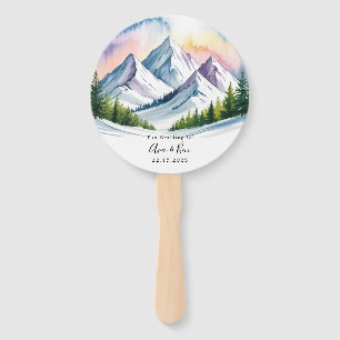 Éventail Aquarelle Snowy Mountain Mariage paysage