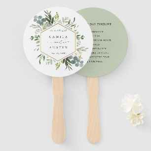 Éventail Aquarelle Verdure or Hexagon Mariage Timeline
