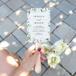 Éventail Aquarelle verte avec ventilateur Mariage or