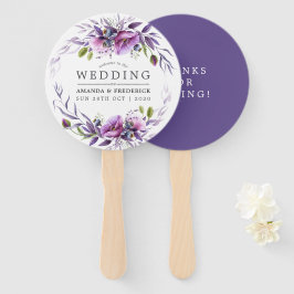 Éventail Aquarelle Violet Poppy Floral Wedder Favoriser