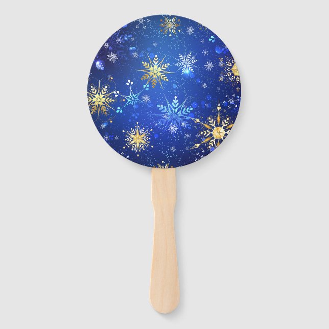 Éventail Arrière - plan Bleu XMAS avec des flocons de neige (Devant)