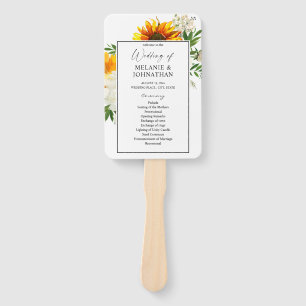Éventail Artsy Tournesol Floral Mariage programme de cérémo