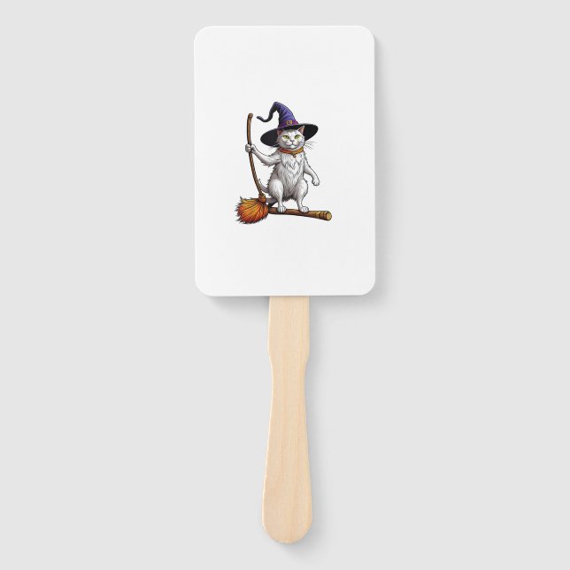 Éventail Assistant Chat Sorcière Halloween Amoureux de les  (Devant)