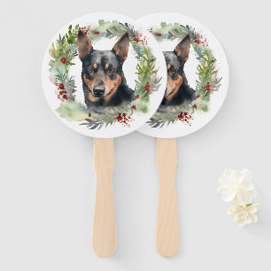 Éventail Australie Kelpie Noël Wreath Festive Pup