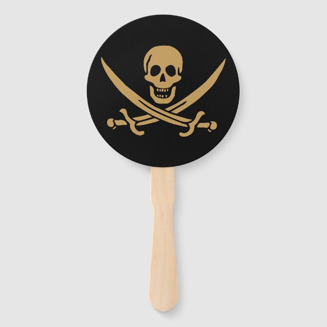 Éventail Aztec Gold Crâne et cutlass Pirate Calico Jack (Devant)