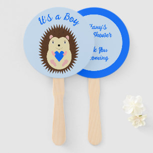 Éventail Baby Boy Blue Heart Hérisson Baby Shower