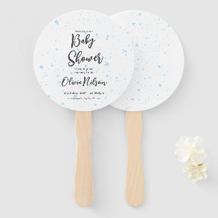Éventail Baby-Shower aquarelle bleue, Baby-Shower C'est un