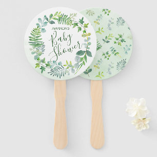 Éventail Baby shower Aquarelle Verdure couronne