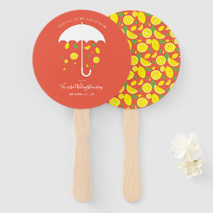 Éventail Baby shower caricature rouge orange citron paraplu