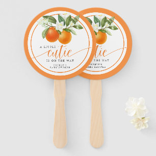 Éventail Baby Shower Citron Orange Little Cutie en Route 