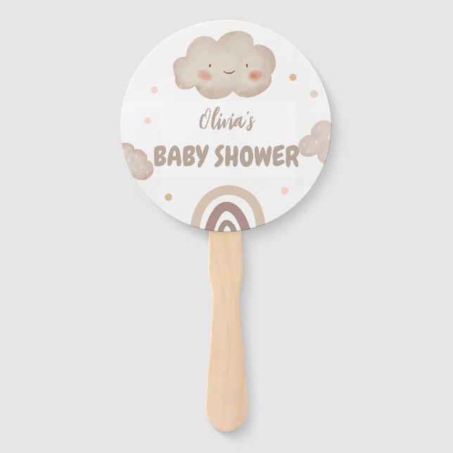 Éventail Baby shower d'aquarelle beige (Devant)