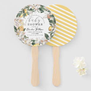 Éventail Baby shower d'aquarelle florale Citrus Lemon
