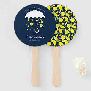 Éventail Baby shower de caricature bleu citron parapluie