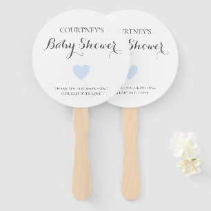 Éventail Baby shower de garçon de coeur bleu très simple