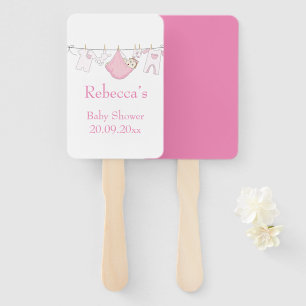 Éventail Baby shower de ligne de tissu illustré rose mou