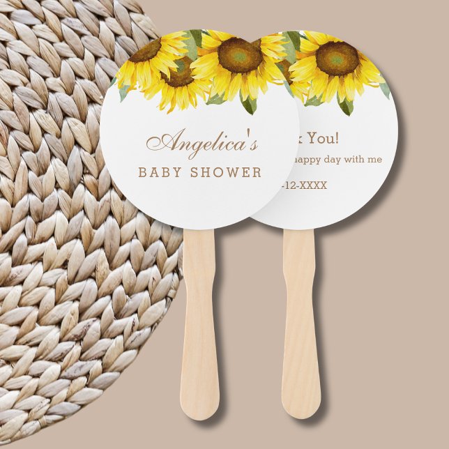 Éventail Baby shower de tournesol à fleurs jaunes (Créateur téléchargé)