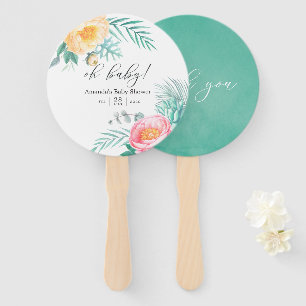 Éventail Baby Shower Floral Tropical Mint