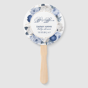 Éventail Baby shower moderne Rustique bleu & blanc