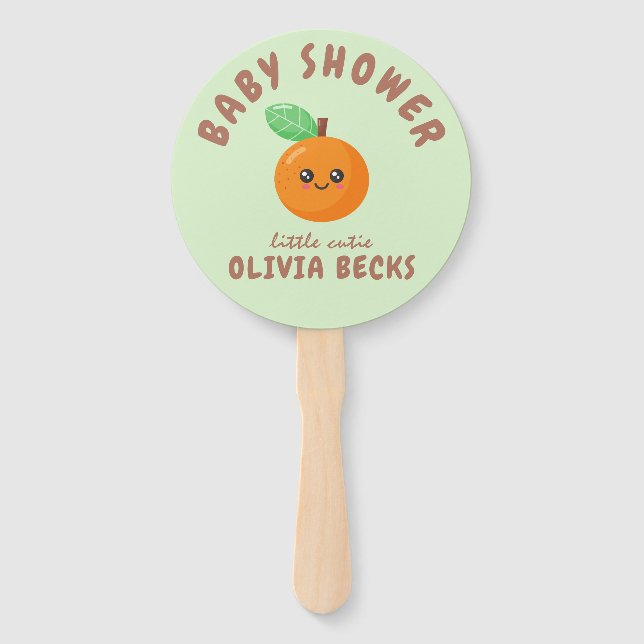Éventail Baby shower orange de Little Cutie (Devant)