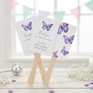 Éventail Baby shower papillon Élégant Script Merci