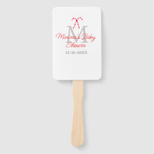 Éventail Baby shower sucre de canne Noël monogramme
