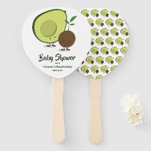 Éventail Baby shower vert Avocado et Pit White
