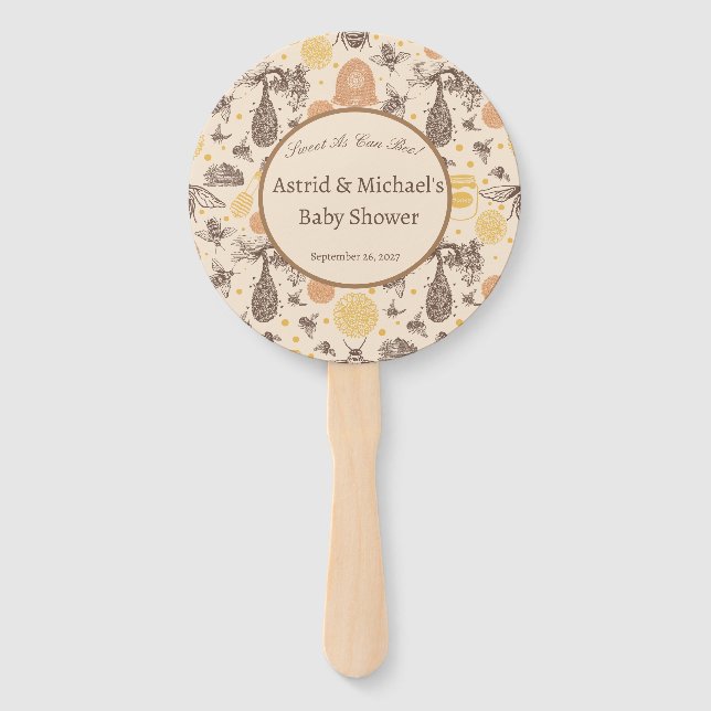 Éventail Baby shower vintage Honey Bumblebee (Devant)