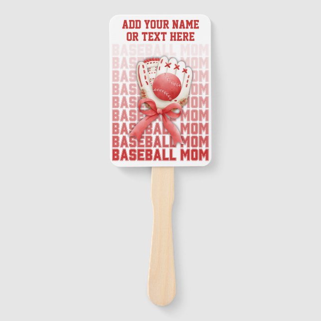Éventail BASEBALL MOM élégant Nom personnalisé Fête des mèr (Devant)