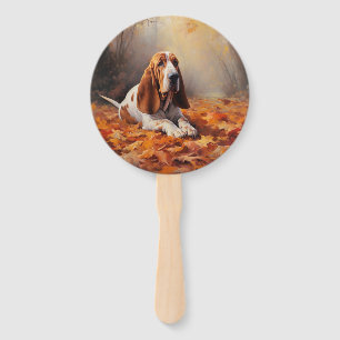 Éventail Basset Hound à l'automne Leaves automne Inspire
