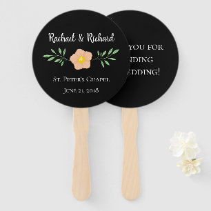 Éventail Beau Arrière - plan noir Floral Mariage