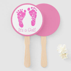 Éventail Bébé rose mignonne Empreintes C'est un Baby shower