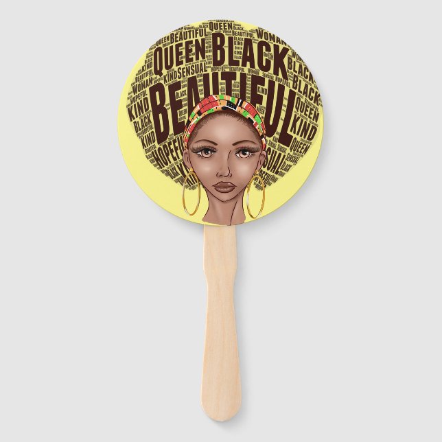 Éventail Belle Femme noire forte afrocentrique (Devant)