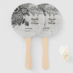 Éventail Belle Fleurs noires/grises Mariage Ventilateur à m