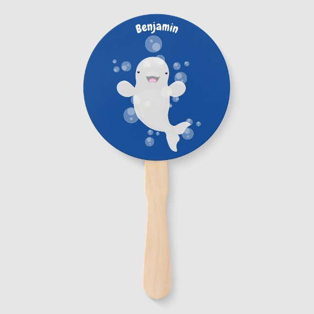Éventail Béluga mignon bulles dessin de dessin animé (Devant)