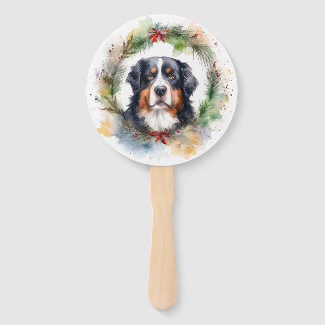 Éventail Bernois Mountain Festive Wreath Pup (Devant)