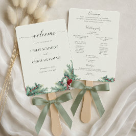 Éventail Berries d'hiver & Pine Programme de mariage vert