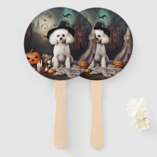 Éventail Bichon Frisé Citrouilles Halloween Épouvantable