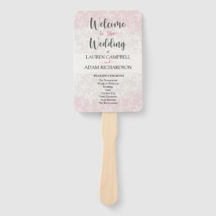 Éventail Bienvenue dans l'aquarelle rose-rose-bleu Mariage