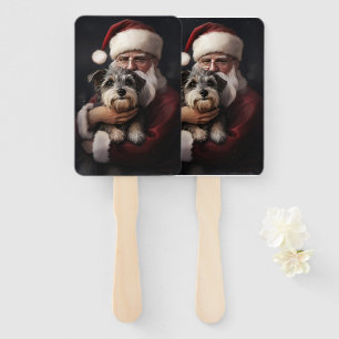 Éventail Biewer Terrier avec le Père Noël Noël Festif