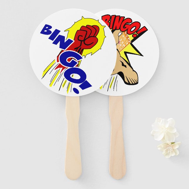 Éventail Bingo Ball Hand Fan Action Poing & Pied! (Devant et derrière)