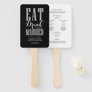 Éventail Black Eat Drink and Be Married Wedding Programme